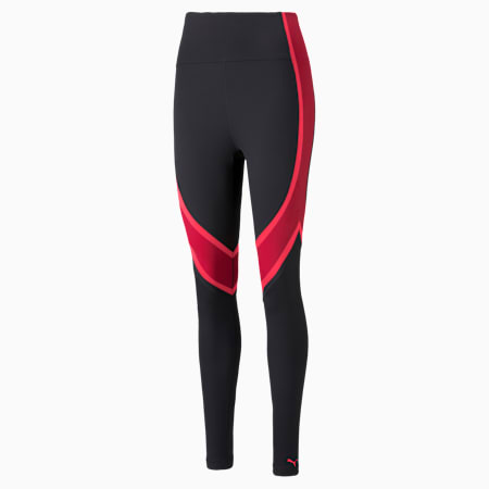 EVERSCULPT Full-Length Women's Training Leggings, Puma Black-Persian Red, small-SEA