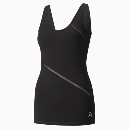 EXHALE Long Lean Women's Performance Tank Top, Puma Black, small-IND