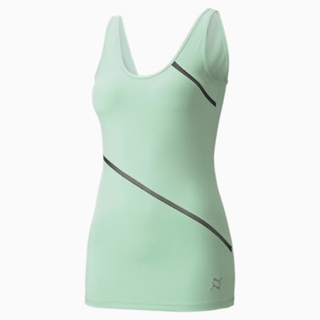 EXHALE Long Lean Women's Performance Tank Top, Frosty Green, small-IND