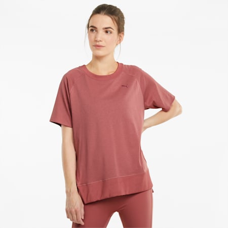 STUDIO Relaxed Ribbed Trim Women's Training Tee, Mauvewood, small-GBR