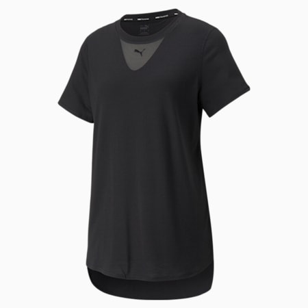 Mesh Short Sleeve Women's Training Tee, Puma Black, small-SEA