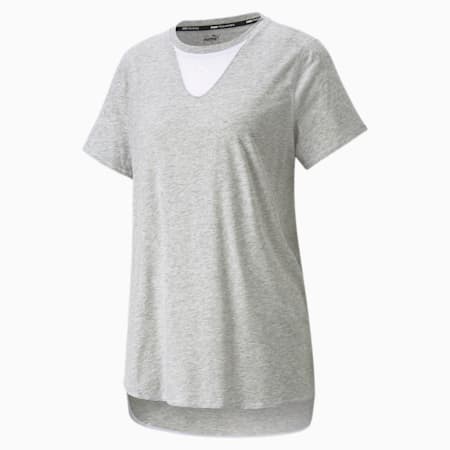 Mesh Short Sleeve Women's Training Tee, Light Gray Heather, small-SEA