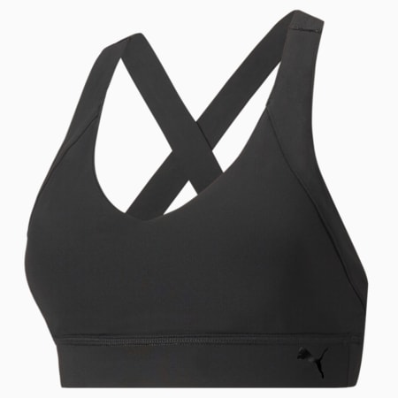 Own It Mid Impact Women's Training Sports Bra, Puma Black, small-SEA