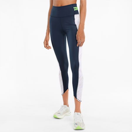 High Shine High Waisted 7/8 Women's Running Leggings, Puma White-Spellbound, small-SEA