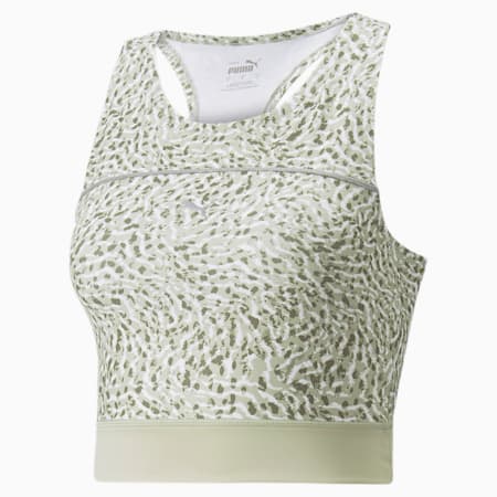 High Shine Cropped Women's Running Tank Top, Spring Moss, small