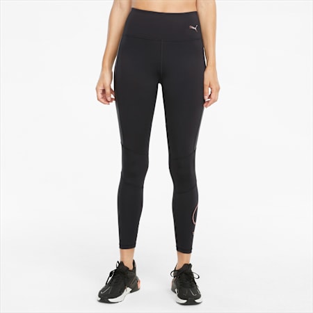 Moto High Waist 7/8 Women's Training Leggings, Puma Black-Motto Puma, small-SEA