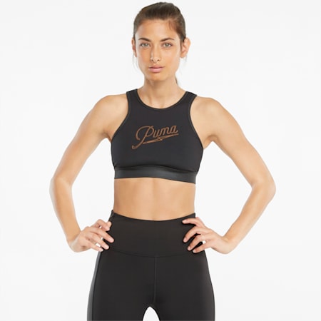 Moto Women's Training Bra Top, Puma Black-Motto Puma, small-PHL