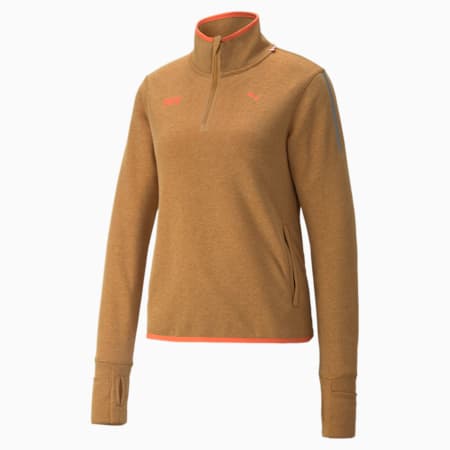 PUMA x HELLY HANSEN hardlooppullover met kwartrits voor dames, Cathay Spice, small