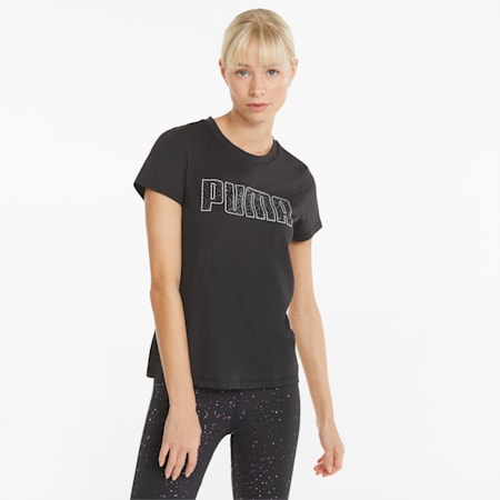 Stardust Crystalline Short Sleeve Women's Training Tee, Puma Black, small-SEA