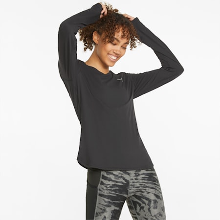 CLOUDSPUN Marathon Long Sleeve Women's Running Top, Puma Black, small-AUS