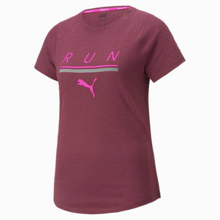 T-Shirt de Running à Manches Courtes 5K Logo Femme, Grape Wine, small