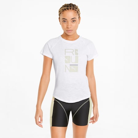 T-shirt a maniche corte da running con logo 5K da donna, Puma White, small