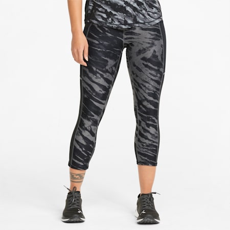 5K Graphic High Waisted 3/4 Women's Running Leggings, Puma Black, small-PHL