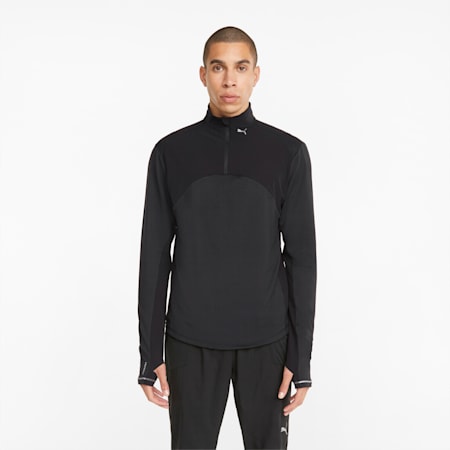 RUN Men's Cloudspun Knit 1/2 Zip, Puma Black, small-AUS