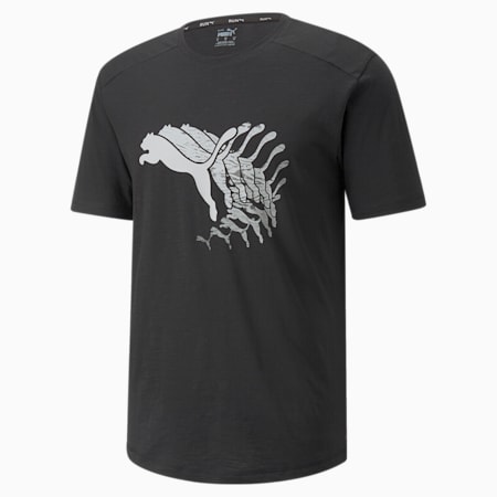 Logo Short Sleeve Men's Running  T-shirt, Puma Black, small-IND