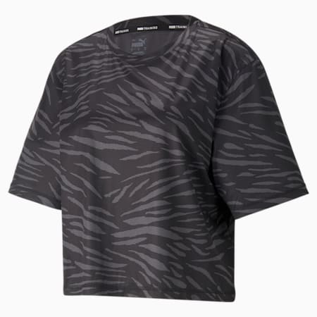 Performance Printed Damen Trainings-T-Shirt, Puma Black, small