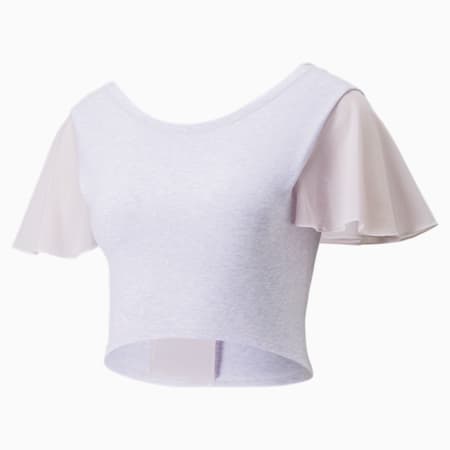 Damska krótka koszulka treningowa Exhale, Lavender Fog Heather, small