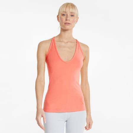 Exhale Ribbed Women's Training Tank Top, Peach Pink, small-AUS