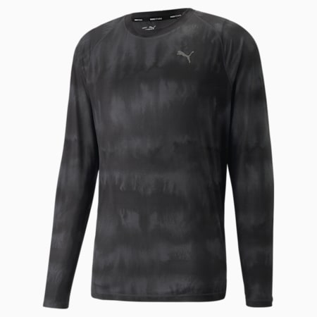 Studio Graphic Long Sleeve Men's Training Shirt, Puma Black-AOP, small-GBR