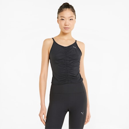 Studio Foundation Ruched Women's Training Tank Top, Puma Black, small-PHL