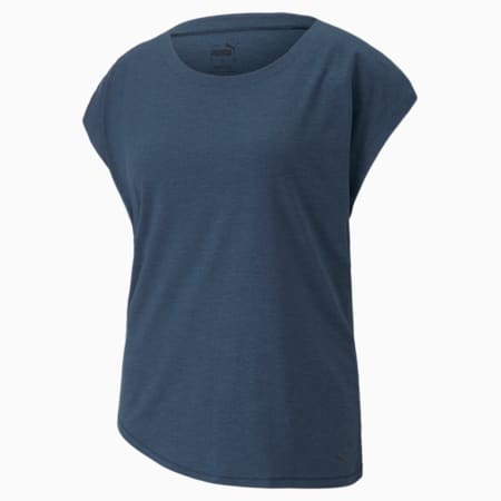 T-shirt de yoga Studio Foundation Femme, Marine Blue Heather, small-DFA