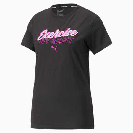 Graphic Slogan Women's Training  T-shirt, Puma Black-Lavender Fog, small-IND