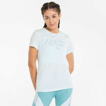 Graphic Slogan Women's Training Tee, Nitro Blue Heather, small-PHL