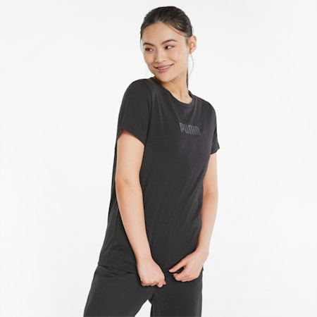 Logo Short Sleeve Women's Training Tee, Puma Black, small-SEA