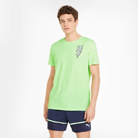 Graphic Recycled Men's Running Tee, Fizzy Lime, small-SEA