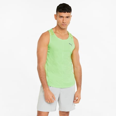 Graphic Printed Men's Running Singlet, Fizzy Lime, small-PHL