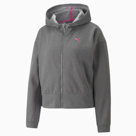 PUMA x BARBELLS FOR BOOBS Zip Front Women's Training Hoodie, Medium Gray Heather, small-PHL