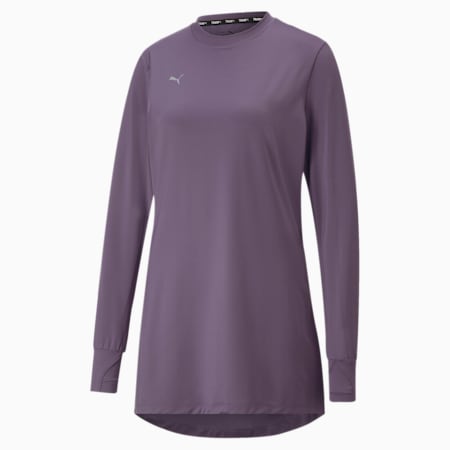 تيشيرت تدريب للنساء Modest Activewear Long Sleeve, Purple Charcoal, small-DFA