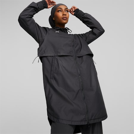 Modest Activewear אימון מעיל גשם נשים, Puma Black, small-DFA