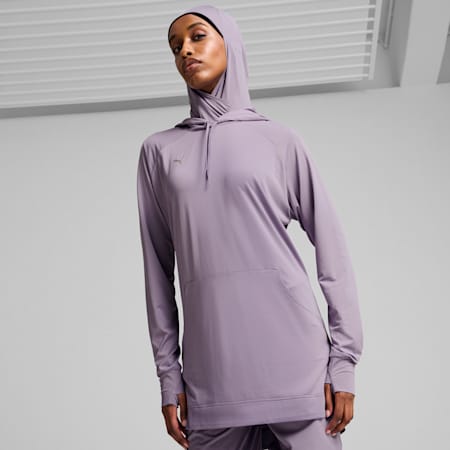 Modest Activewear Training Hoodie Women, Pale Plum, small