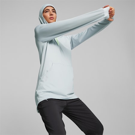 Modest Activewear Women's Training Hoodie, Platinum Gray, small-AUS