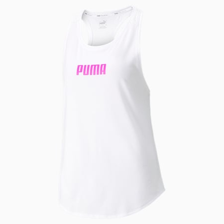 Débardeur d'entraînement à logo pour femme, Blanc Puma-PUMA orchidée profond, petit