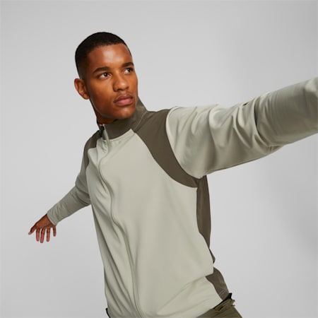 เสื้อแจ็คเก็ตออกกำลังกายผู้ชาย Studio Ultramove Training Jacket, Pebble Gray, small-THA