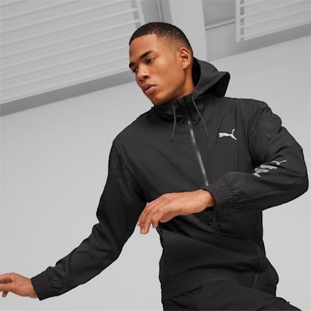 Fit Woven Training Jacket Men, PUMA Black-Cool Dark Gray, small-IDN