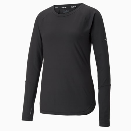 Run Cloudspun Long Sleeve Running Tee Women, Puma Black, small-SEA