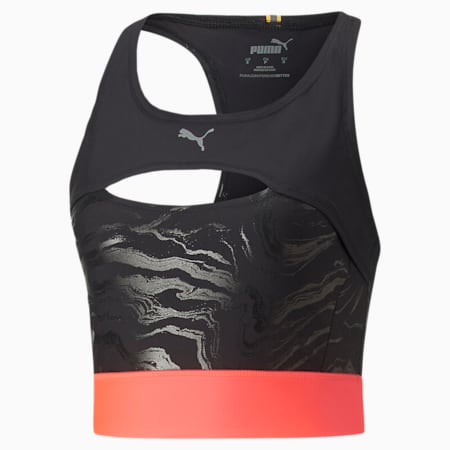 ULTRAFORM Cropped Running Tank Top Women, Puma Black-Sunset Glow, small-PHL