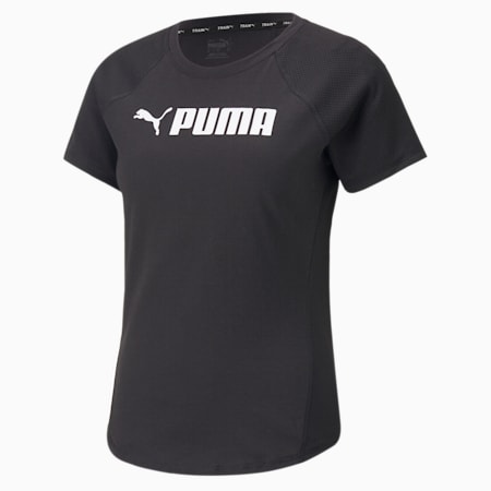 Damska koszulka treningowa PUMA Fit Logo, Puma Black-- Puma White, small