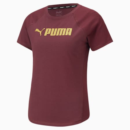 PUMA Fit Logo Training Tee Women, Aubergine, small-THA