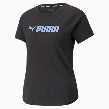 PUMA Fit Logo Training Tee Women, PUMA Black-Elektro Purple, small-IDN