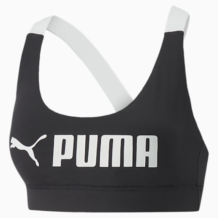 PUMA Fit Women's Mid Impact Training Bra, Puma Black, small-AUS