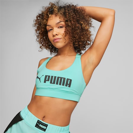 PUMA Fit Mid Impact Training Bra, Electric Peppermint, small