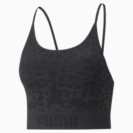 FormKnit Seamless Long Damen Trainings-BH, Puma Black-leopard print, small