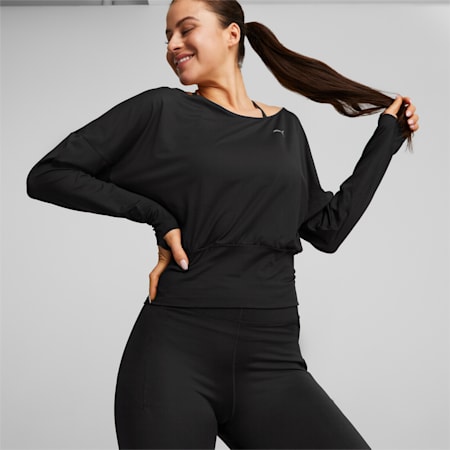 Studio Yogini Lite Long Sleeved Training Sweatshirt Women, Puma Black, small-DFA