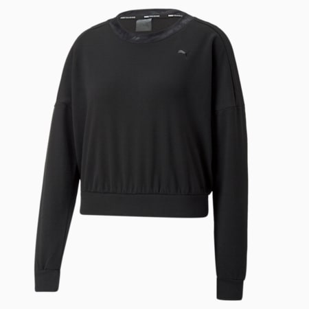 사파리 글램 스웻셔츠/Safari Glam Crew Sweatshirt, Puma Black, small-KOR