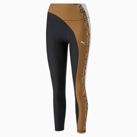 Legging d’entraînement long à taille haute Safari Glam Femme, Puma Black-Desert Tan-Fur real print, small-DFA