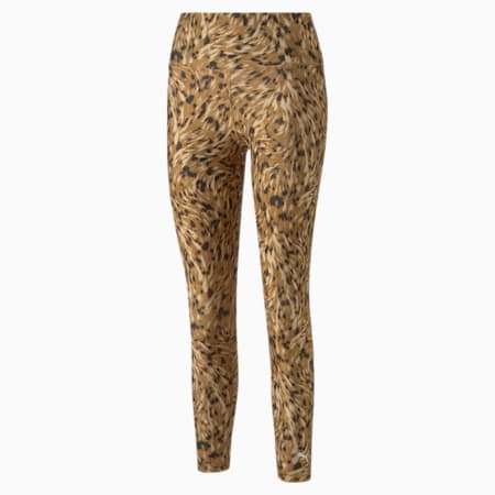 Safari Glam High Waisted 7/8 Training Leggings Women, Desert Tan-Fur real print, small-DFA